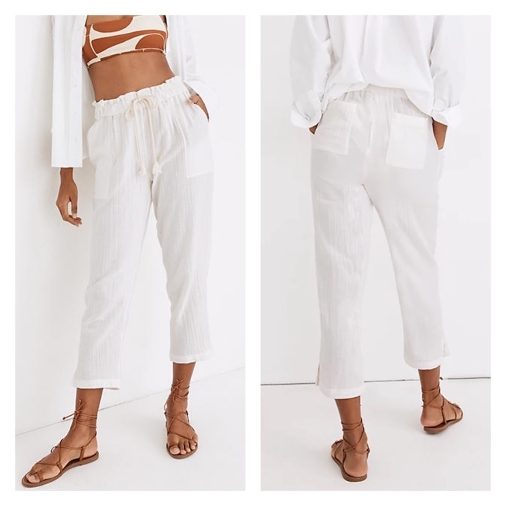 Madewell Lightestspun Cotton Gauze Beach Cover-Up‎ Pants Lighthouse Cream S